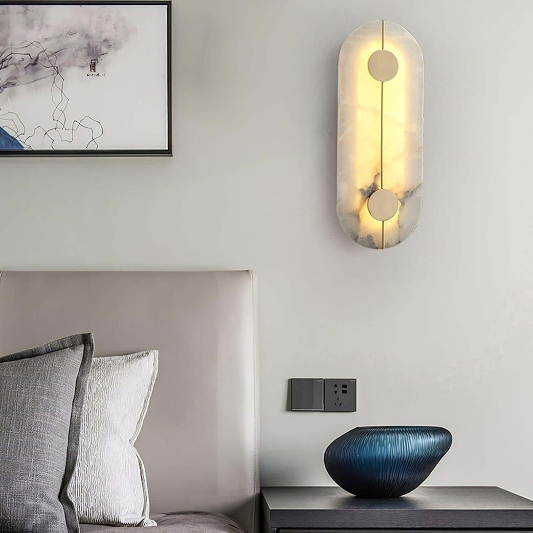 Zaytro Wall Sconce – Alabaster Wall Sconce, Modern Brass Style