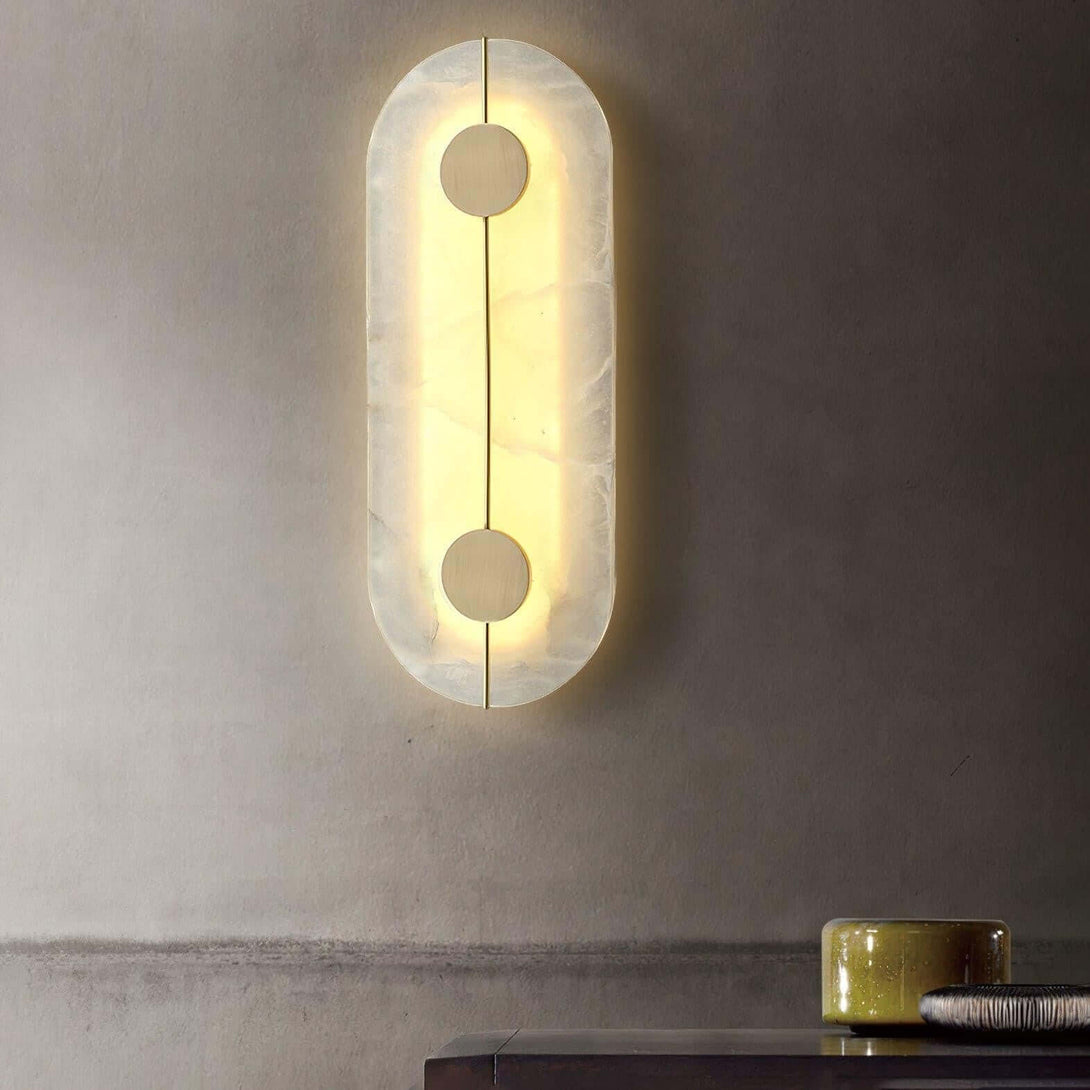 Zaytro Wall Sconce – Alabaster Wall Sconce, Modern Brass Style