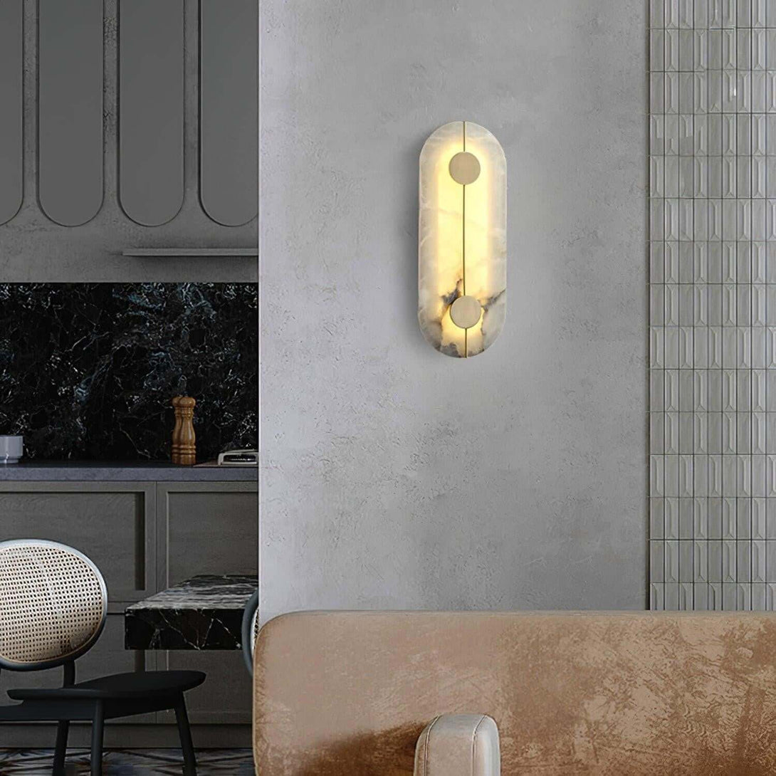 Zaytro Wall Sconce – Alabaster Wall Sconce, Modern Brass Style