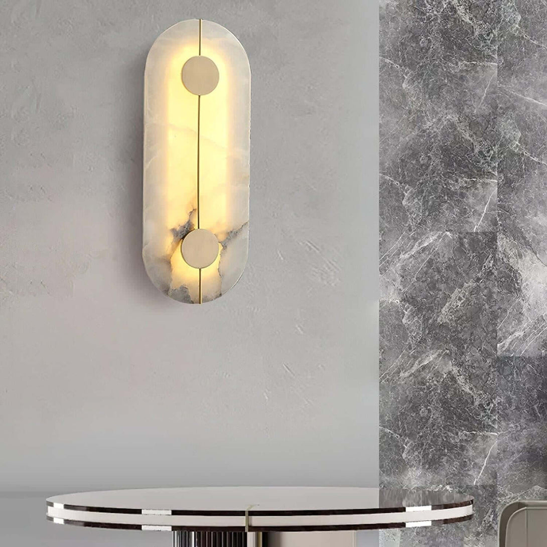 Zaytro Wall Sconce – Alabaster Wall Sconce, Modern Brass Style
