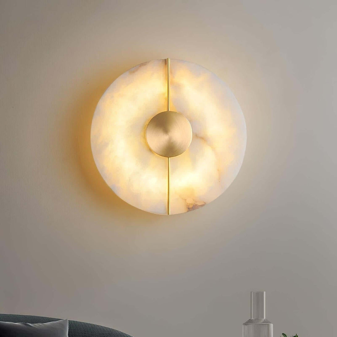 Zaytro Wall Sconce – Alabaster Wall Sconce, Modern Brass Style