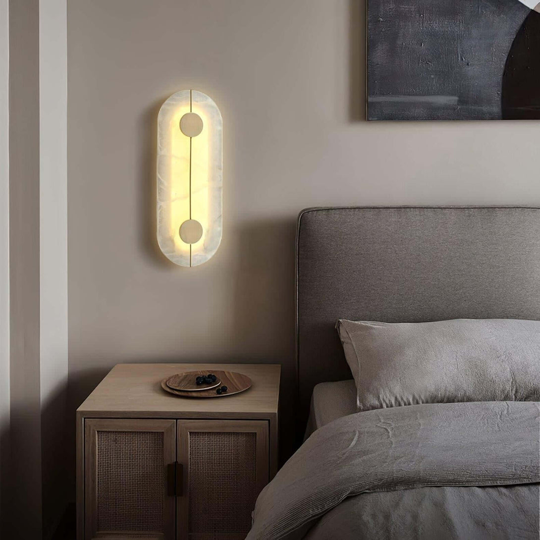 Zaytro Wall Sconce – Alabaster Wall Sconce, Modern Brass Style