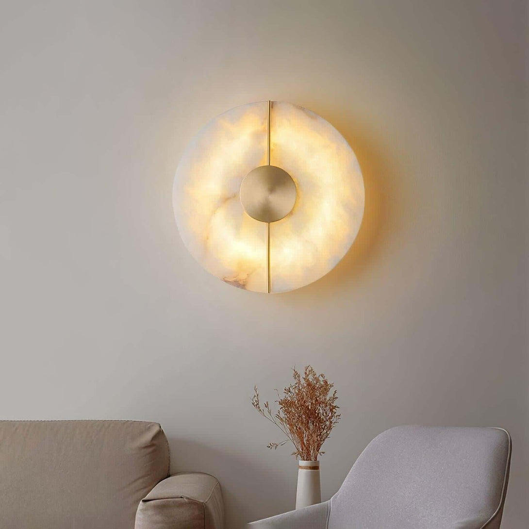 Zaytro Wall Sconce – Alabaster Wall Sconce, Modern Brass Style