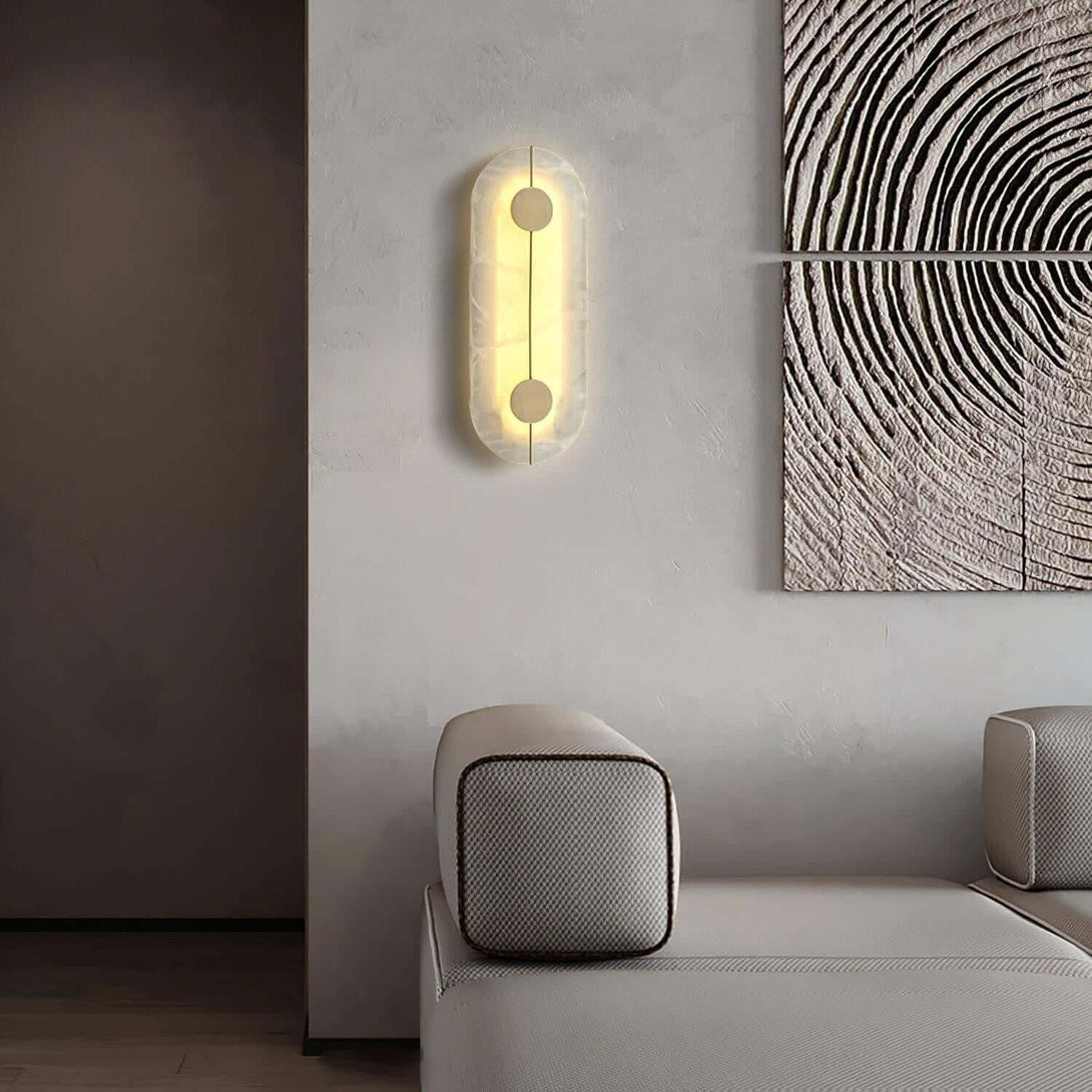 Zaytro Wall Sconce – Alabaster Wall Sconce, Modern Brass Style