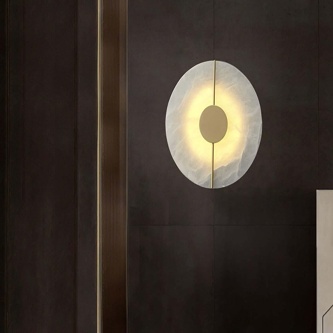 Zaytro Wall Sconce – Alabaster Wall Sconce, Modern Brass Style