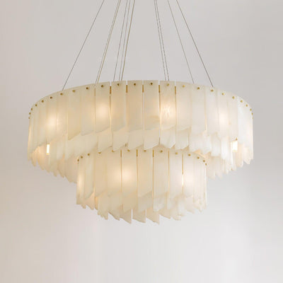 Zeltra Alabaster Chandelier | Brass Dining Room Lighting | Rossolighting