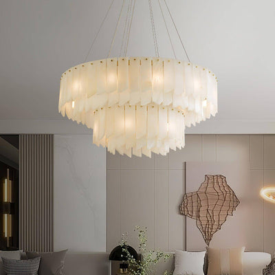 Zeltra Alabaster Chandelier | Brass Dining Room Lighting | Rossolighting