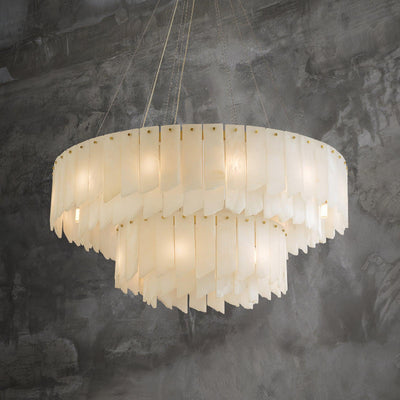 Zeltra Alabaster Chandelier | Brass Dining Room Lighting | Rossolighting