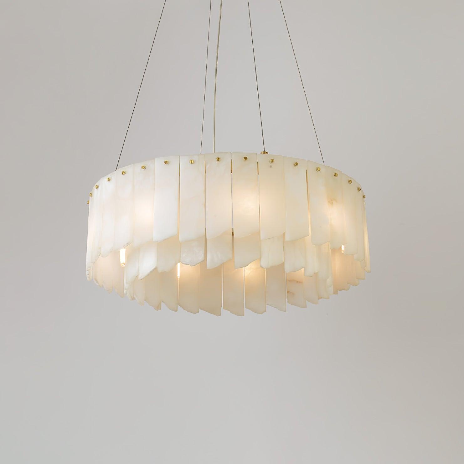 Zeltra Alabaster Chandelier | Brass Dining Room Lighting | Rossolighting