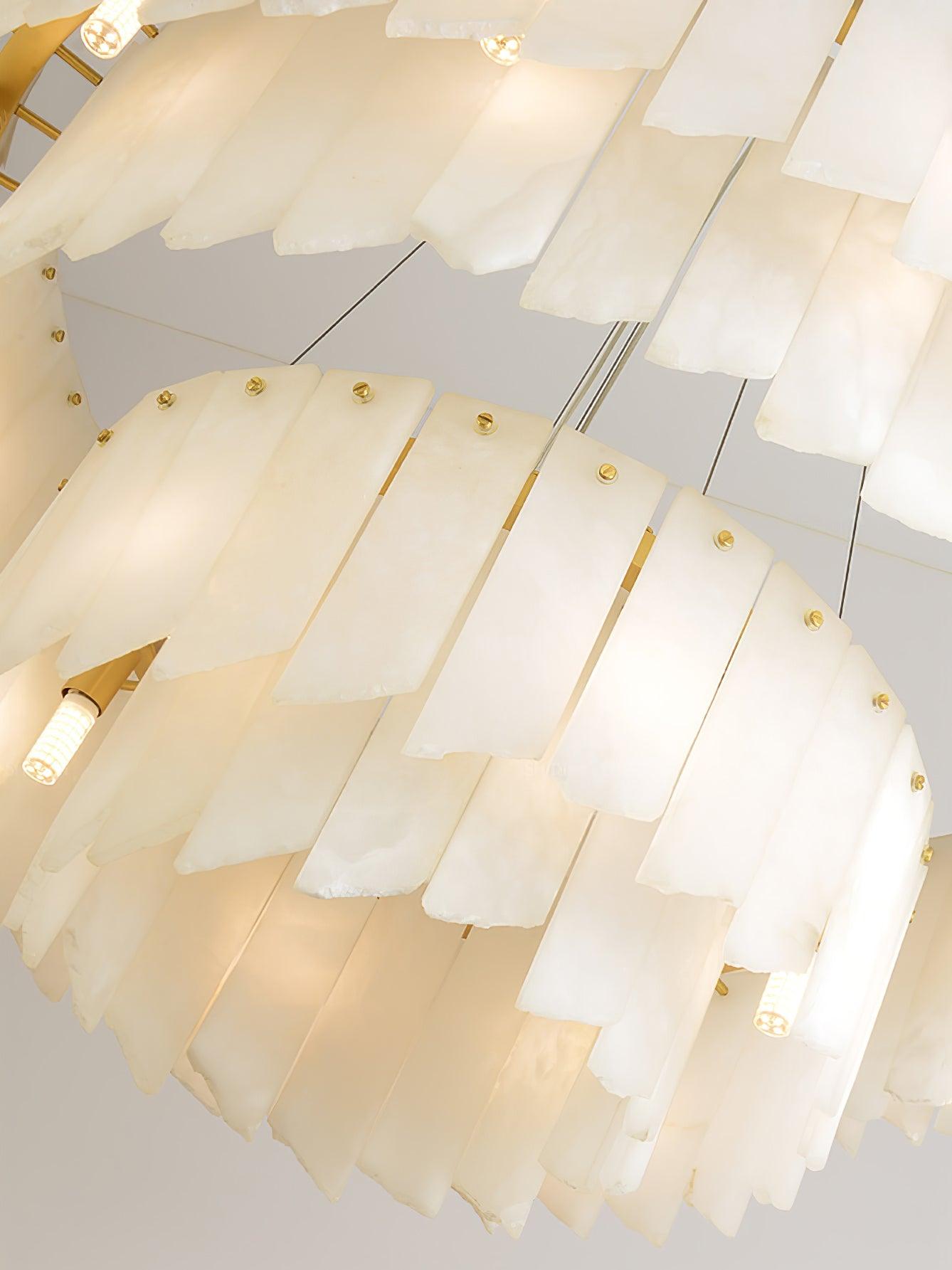 Zeltra Alabaster Chandelier | Brass Dining Room Lighting | Rossolighting