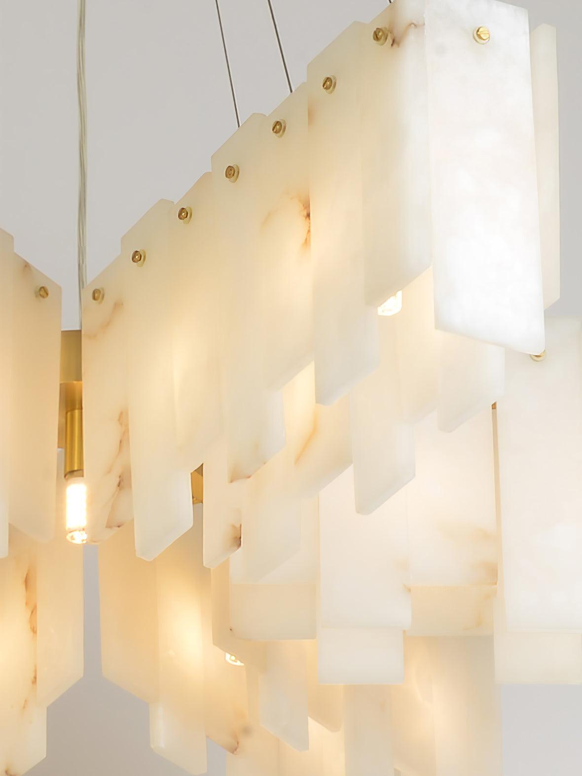 Zeltra Alabaster Chandelier | Brass Dining Room Lighting | Rossolighting