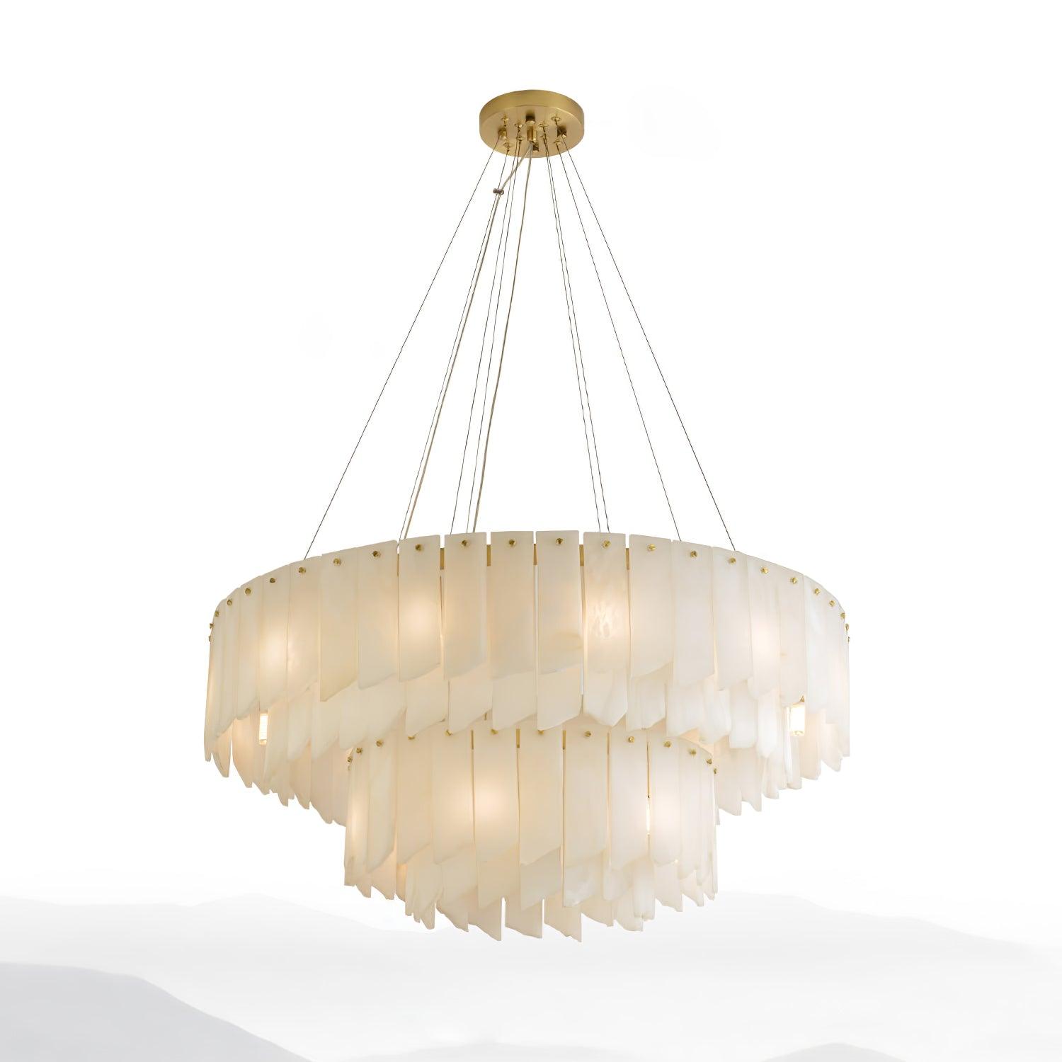 Zeltra Alabaster Chandelier | Brass Dining Room Lighting | Rossolighting