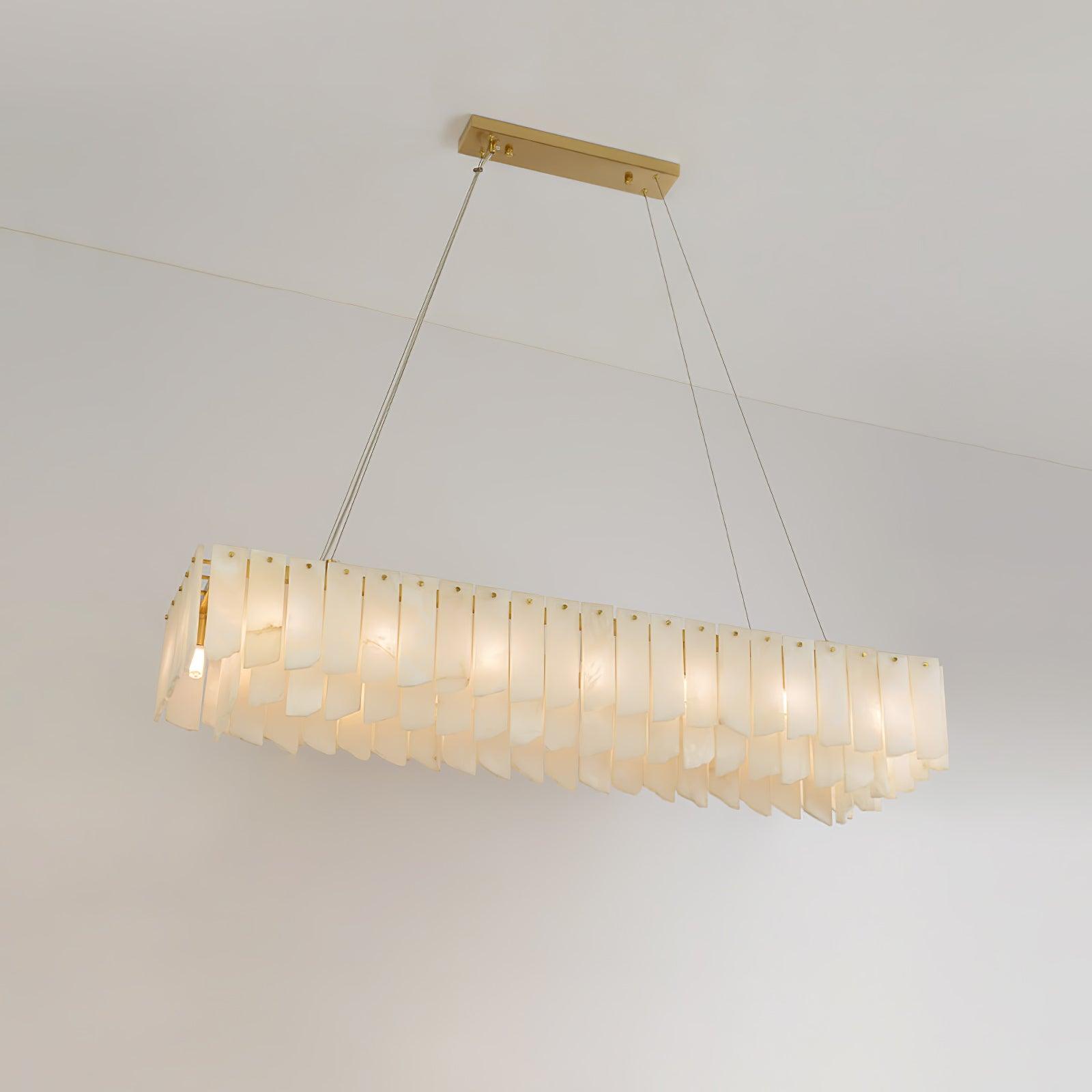 Zeltra Alabaster Chandelier | Brass Dining Room Lighting | Rossolighting