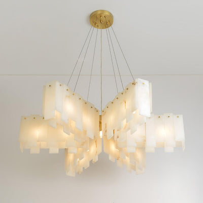 Zeltra Alabaster Chandelier | Brass Dining Room Lighting | Rossolighting