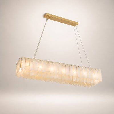 Zeltra Alabaster Chandelier | Brass Dining Room Lighting | Rossolighting
