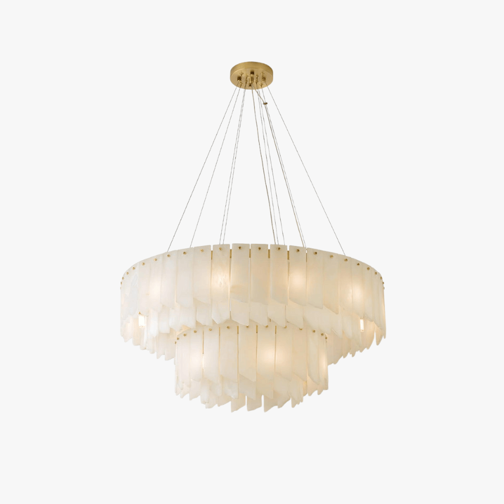 Zeltra Alabaster Chandelier | Brass Dining Room Lighting | Rossolighting