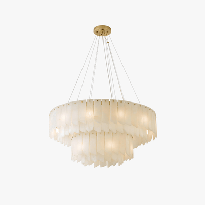 Zeltra Alabaster Chandelier | Brass Dining Room Lighting | Rossolighting