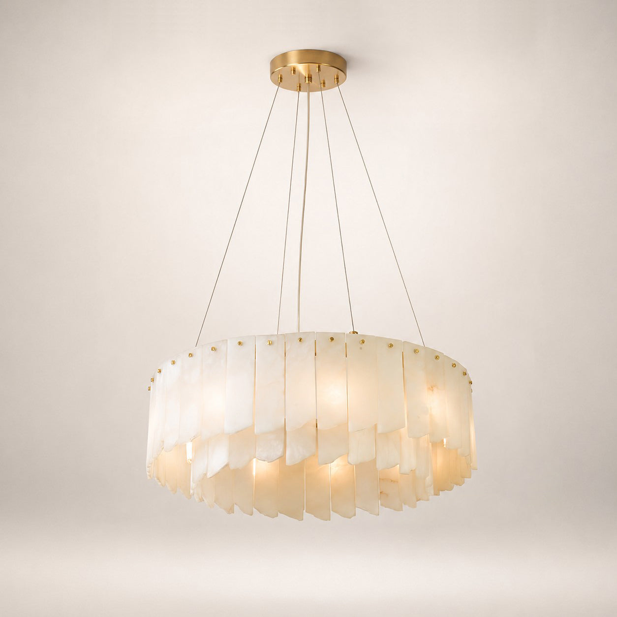 Zeltra Alabaster Chandelier | Brass Dining Room Lighting | Rossolighting