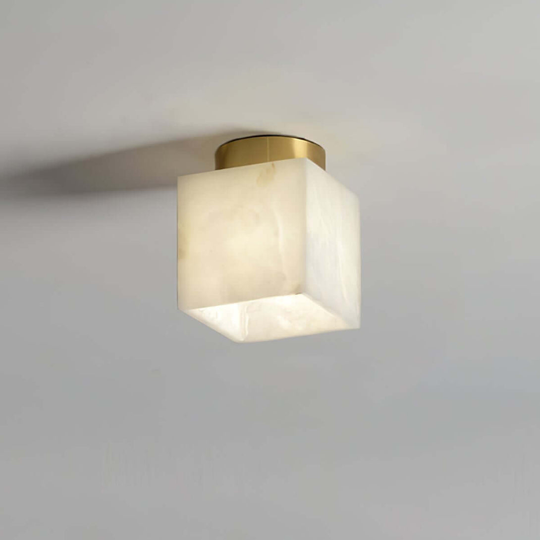Zolume Ceiling Light in alabaster, perfect for small bathroom ceiling light fixtures and art deco decor.