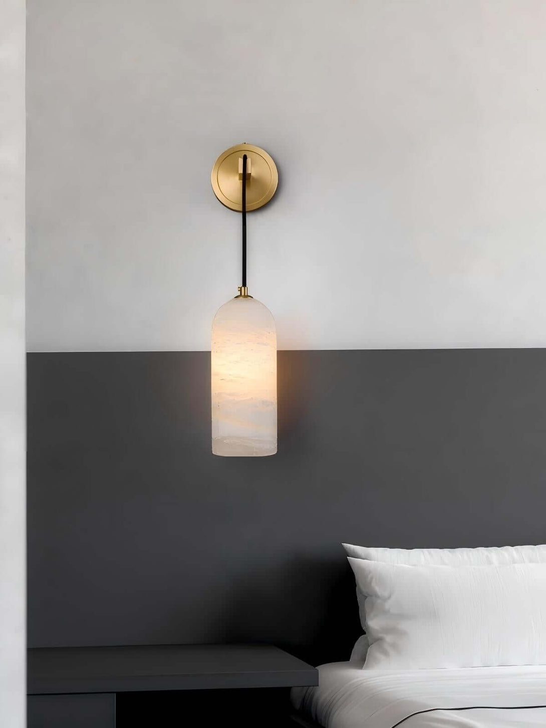 Zoryn Wall Sconce – Alabaster Wall Sconce Brass Light Fixture