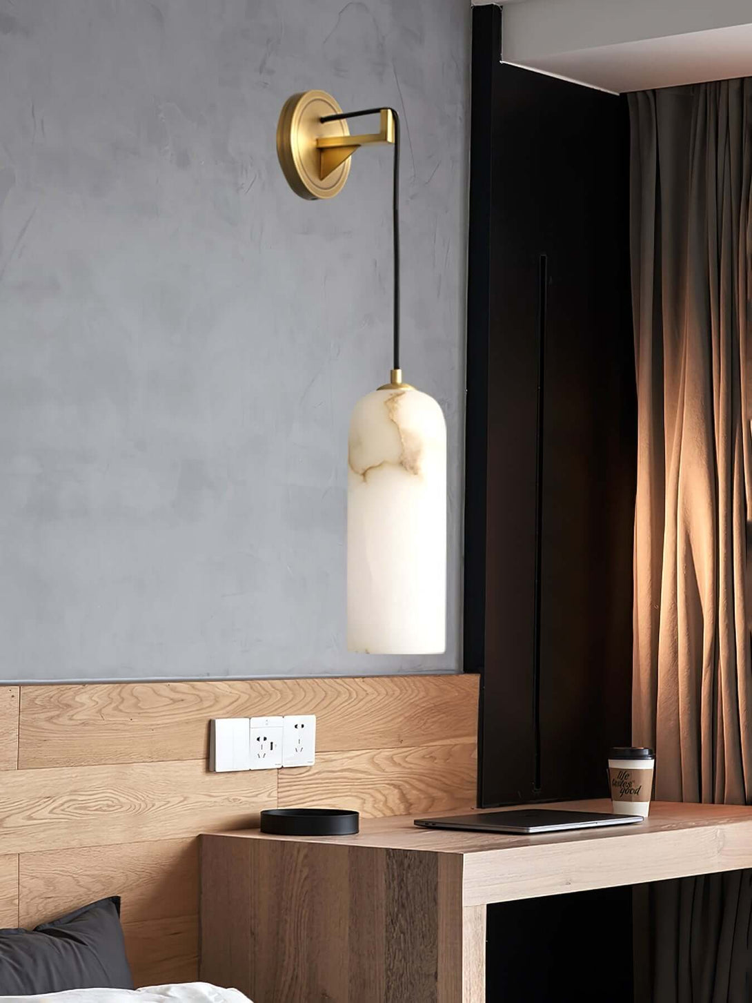 Zoryn Wall Sconce – Alabaster Wall Sconce Brass Light Fixture