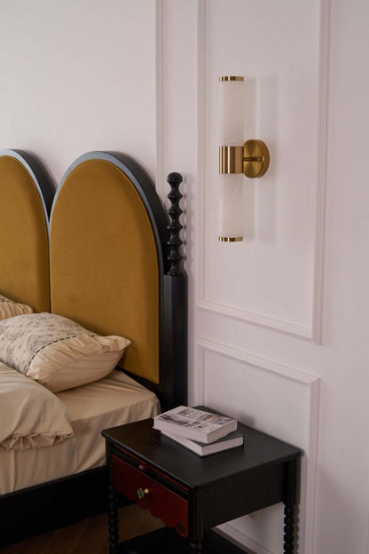 Zylet Wall Sconce – Alabaster Wall Sconce with Brass Finish