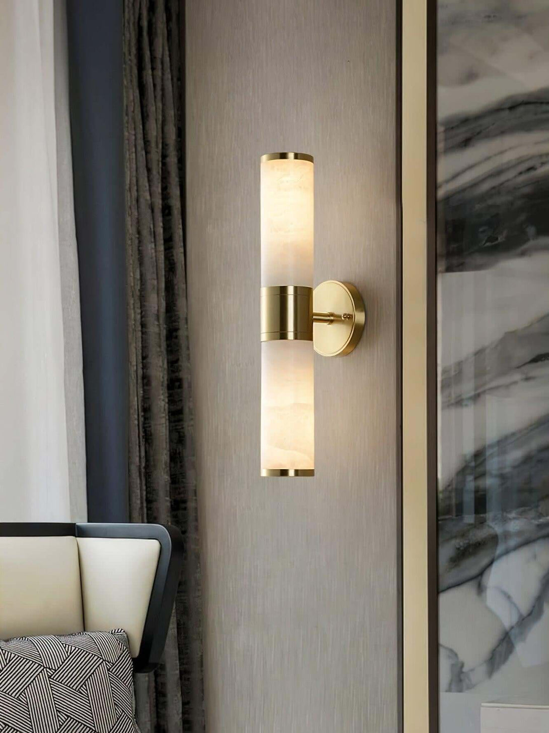 Zylet Wall Sconce – Alabaster Wall Sconce with Brass Finish