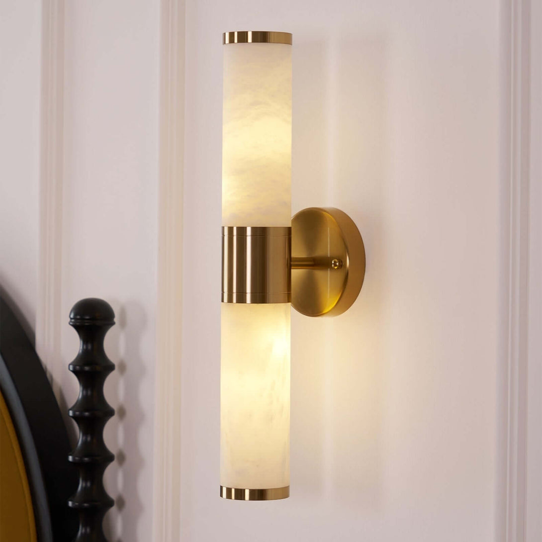 Zylet Wall Sconce – Alabaster Wall Sconce with Brass Finish