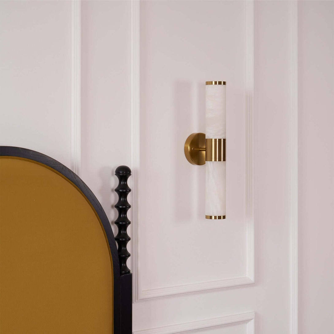 Zylet Wall Sconce – Alabaster Wall Sconce with Brass Finish