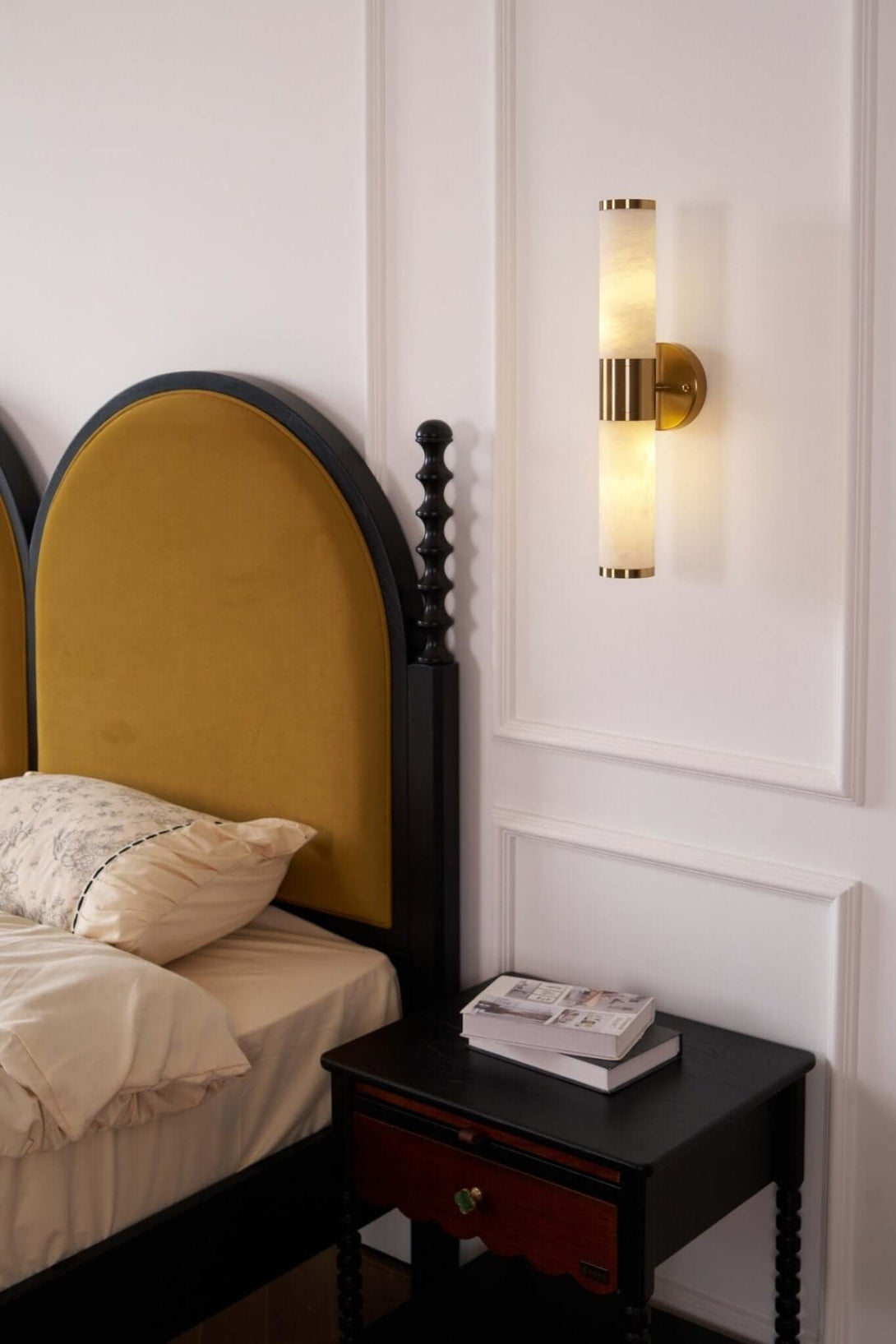 Zylet Wall Sconce – Alabaster Wall Sconce with Brass Finish