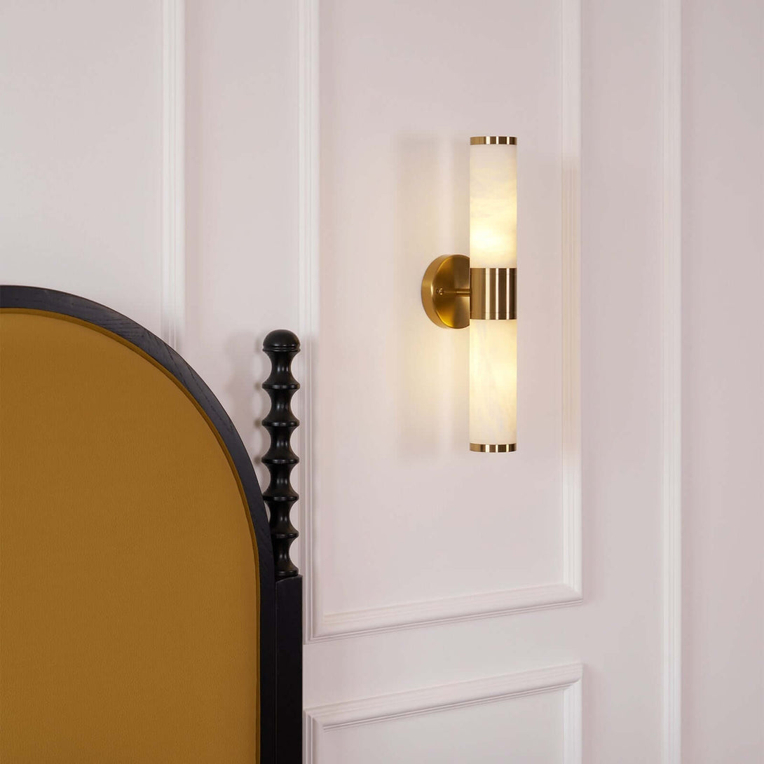 Zylet Wall Sconce – Alabaster Wall Sconce with Brass Finish