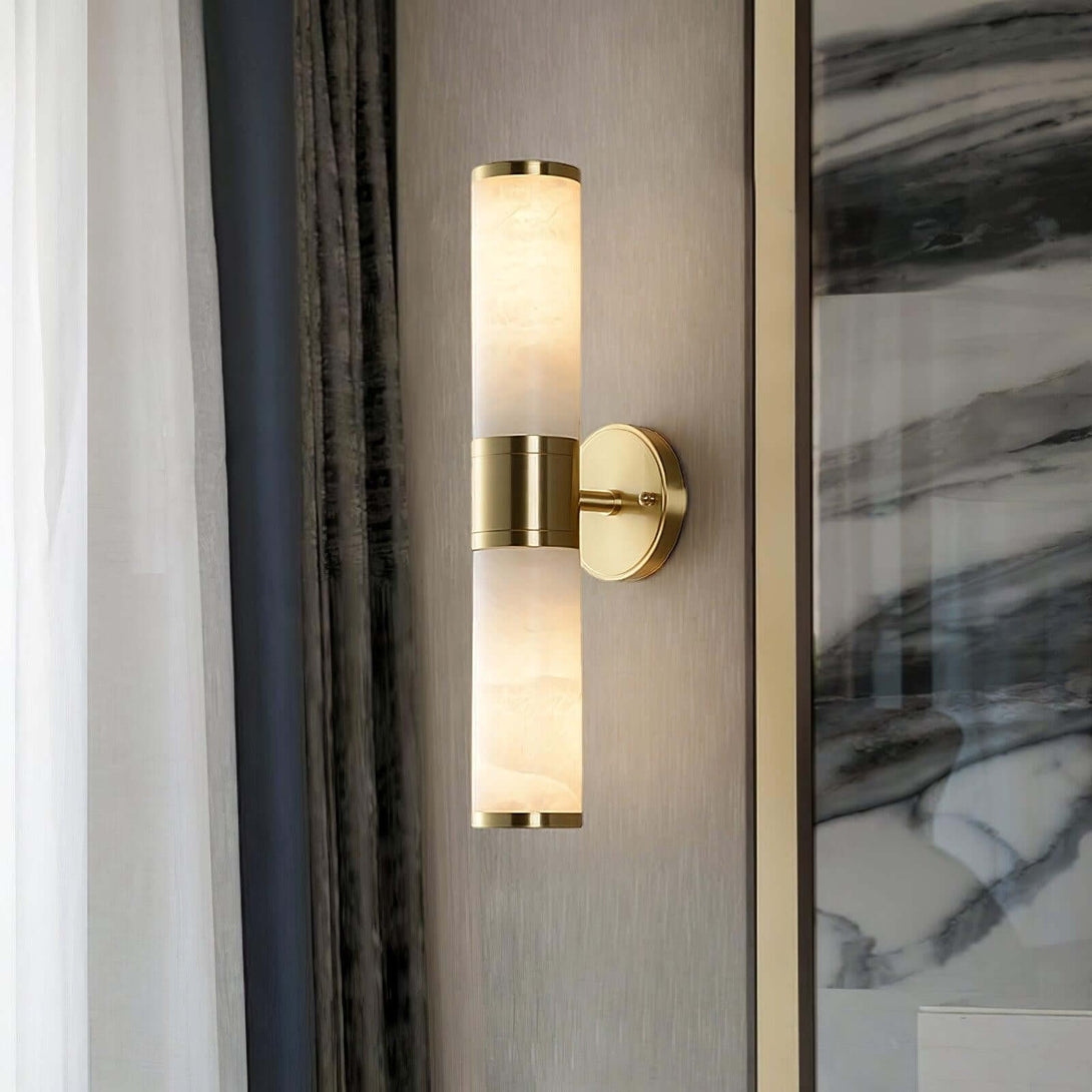Zylet Wall Sconce – Alabaster Wall Sconce with Brass Finish