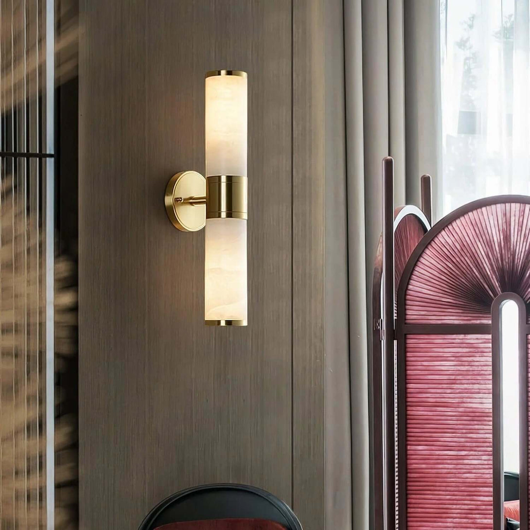 Zylet Wall Sconce – Alabaster Wall Sconce with Brass Finish