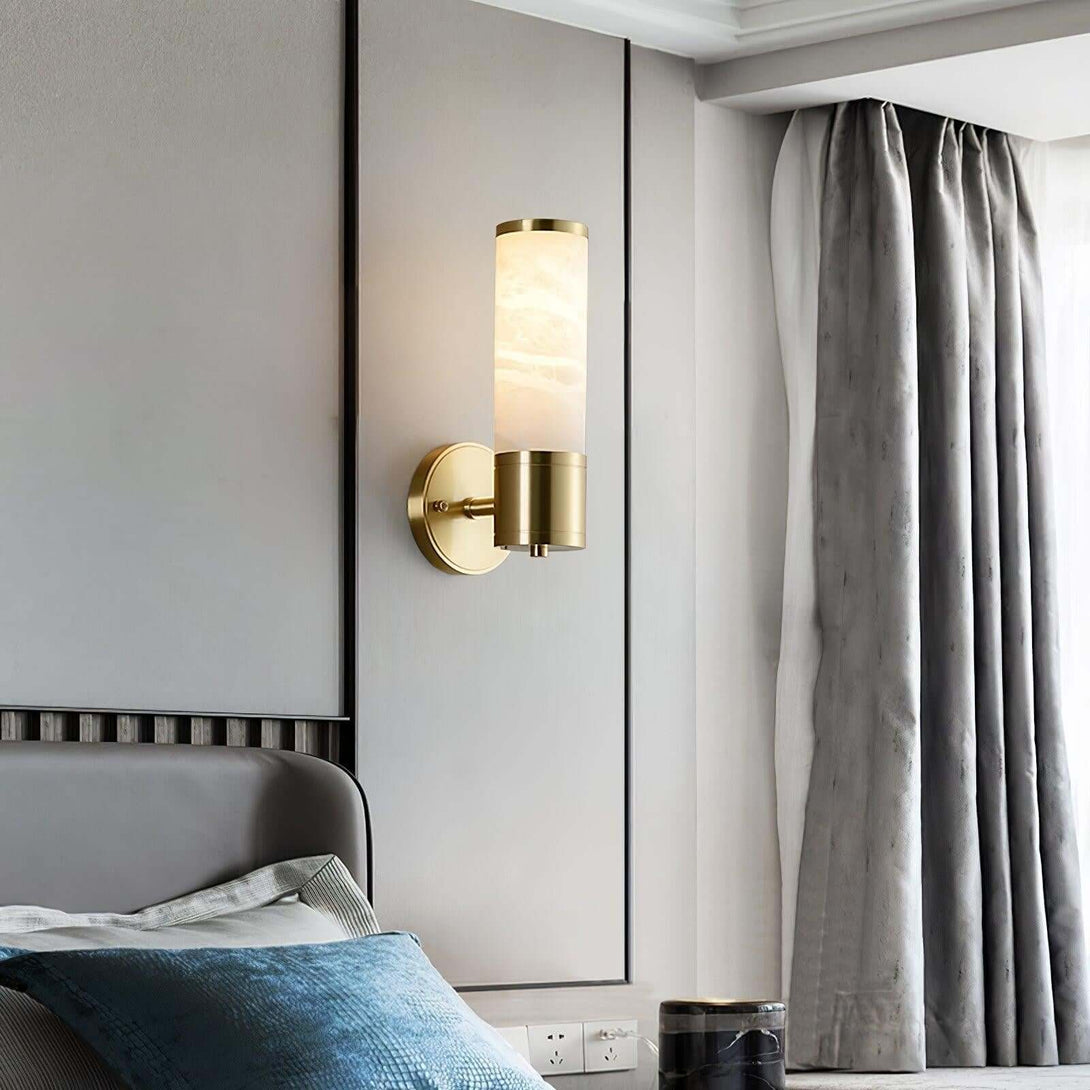 Zylet Wall Sconce – Alabaster Wall Sconce with Brass Finish