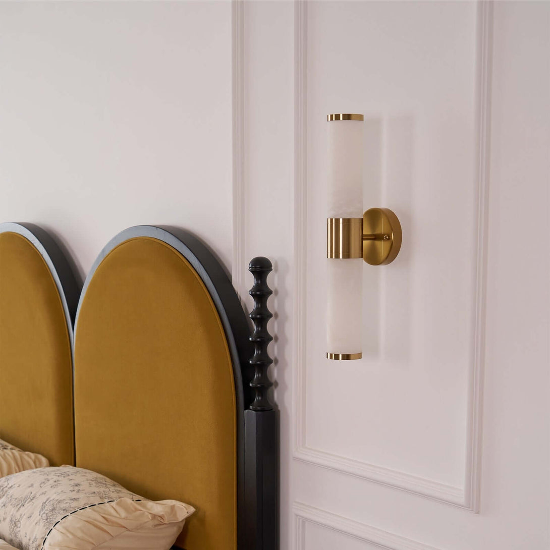Zylet Wall Sconce – Alabaster Wall Sconce with Brass Finish