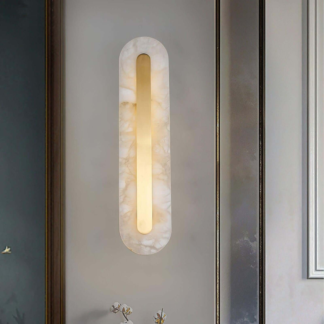 Zymera Alabaster Wall Sconce with Brass Accent Light