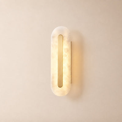 Zymera Alabaster Wall Sconce with Brass Accent Light | Rossolighting