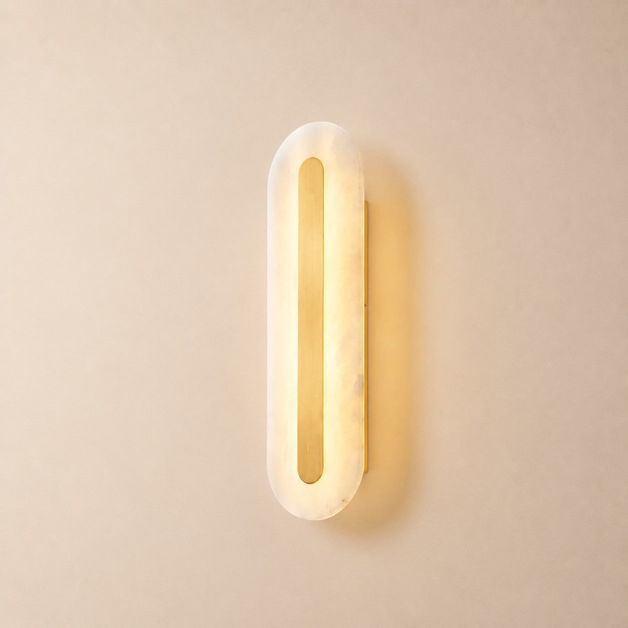 Zymera Alabaster Wall Sconce with Brass Accent Light | Rossolighting