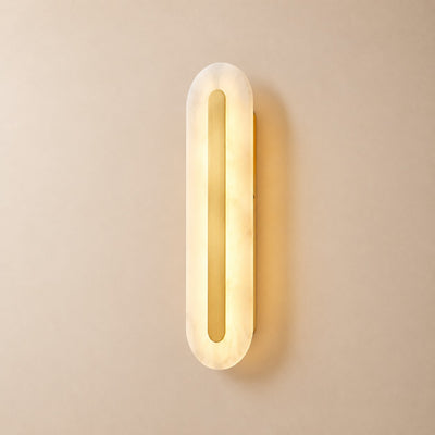 Zymera Alabaster Wall Sconce with Brass Accent Light | Rossolighting