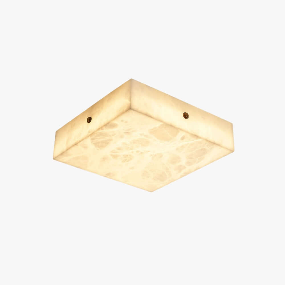 Zymero alabaster flush mount ceiling light in square shape, modern design, perfect for contemporary spaces.