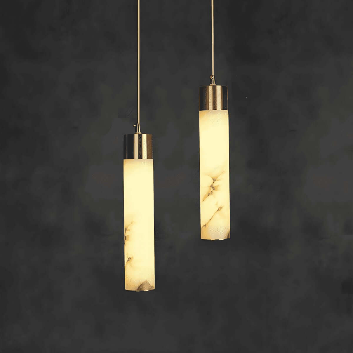 Alabaster Chandelier Over Dining Table - Scandinavian Dining Fixtures