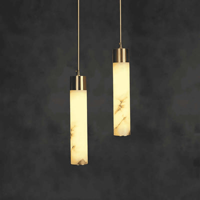 Alabaster Chandelier Over Dining Table - Scandinavian Dining Fixtures