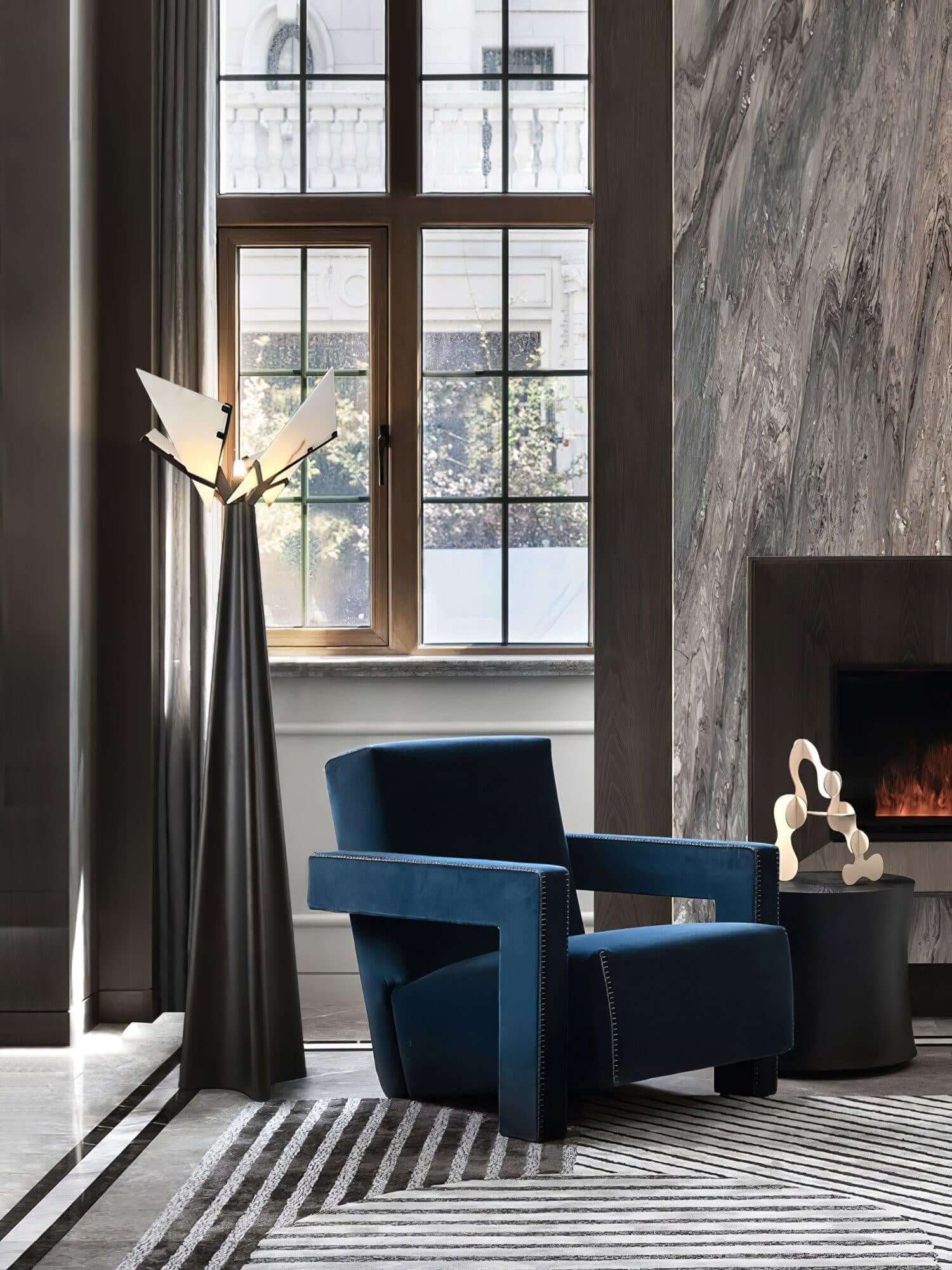 Lirona Floor Lamp - Elegant Alabaster Art Deco Floor Lamp