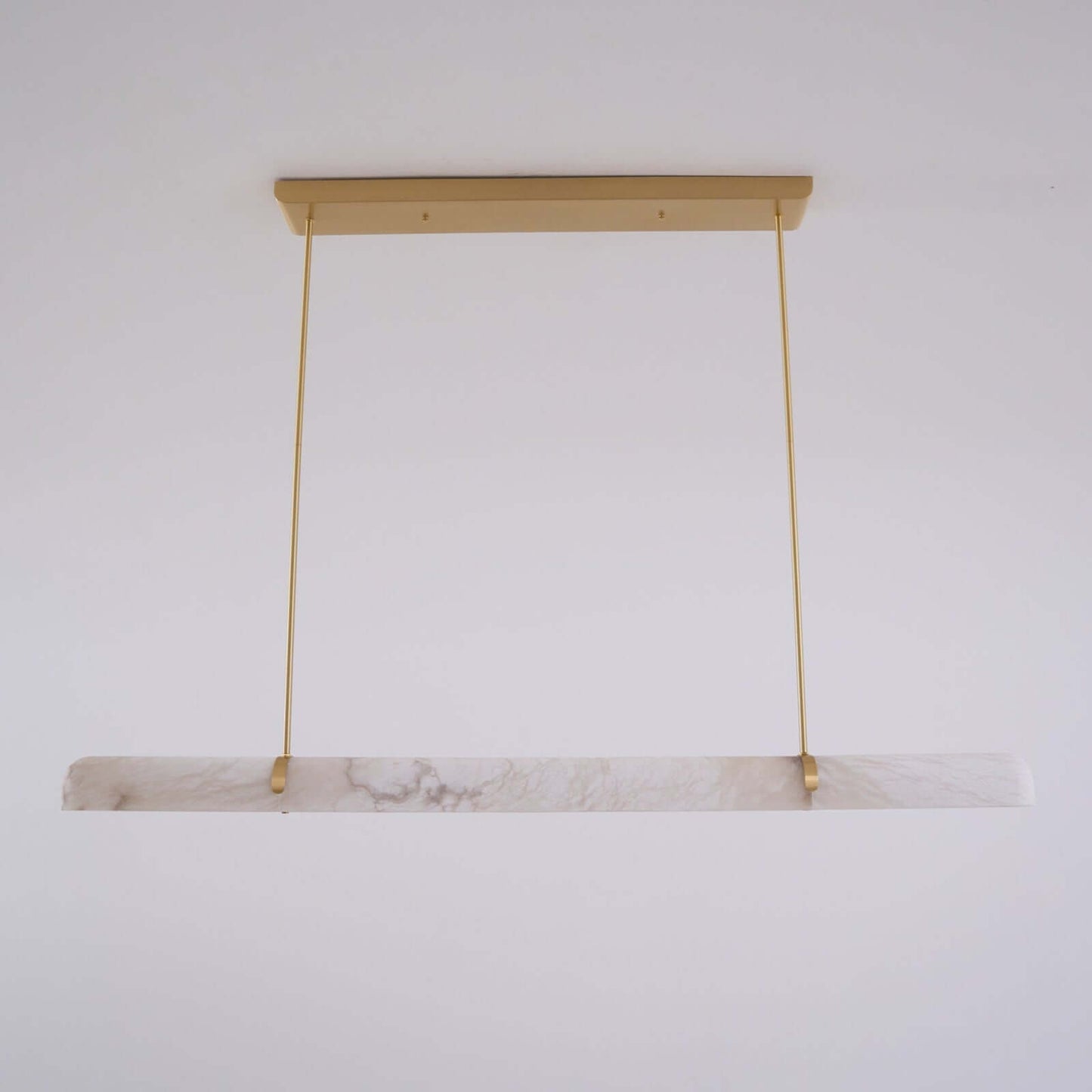 Qemir chandelier featuring alabaster design, ideal light fixture for modern dining rooms, linear style 35.4" long.