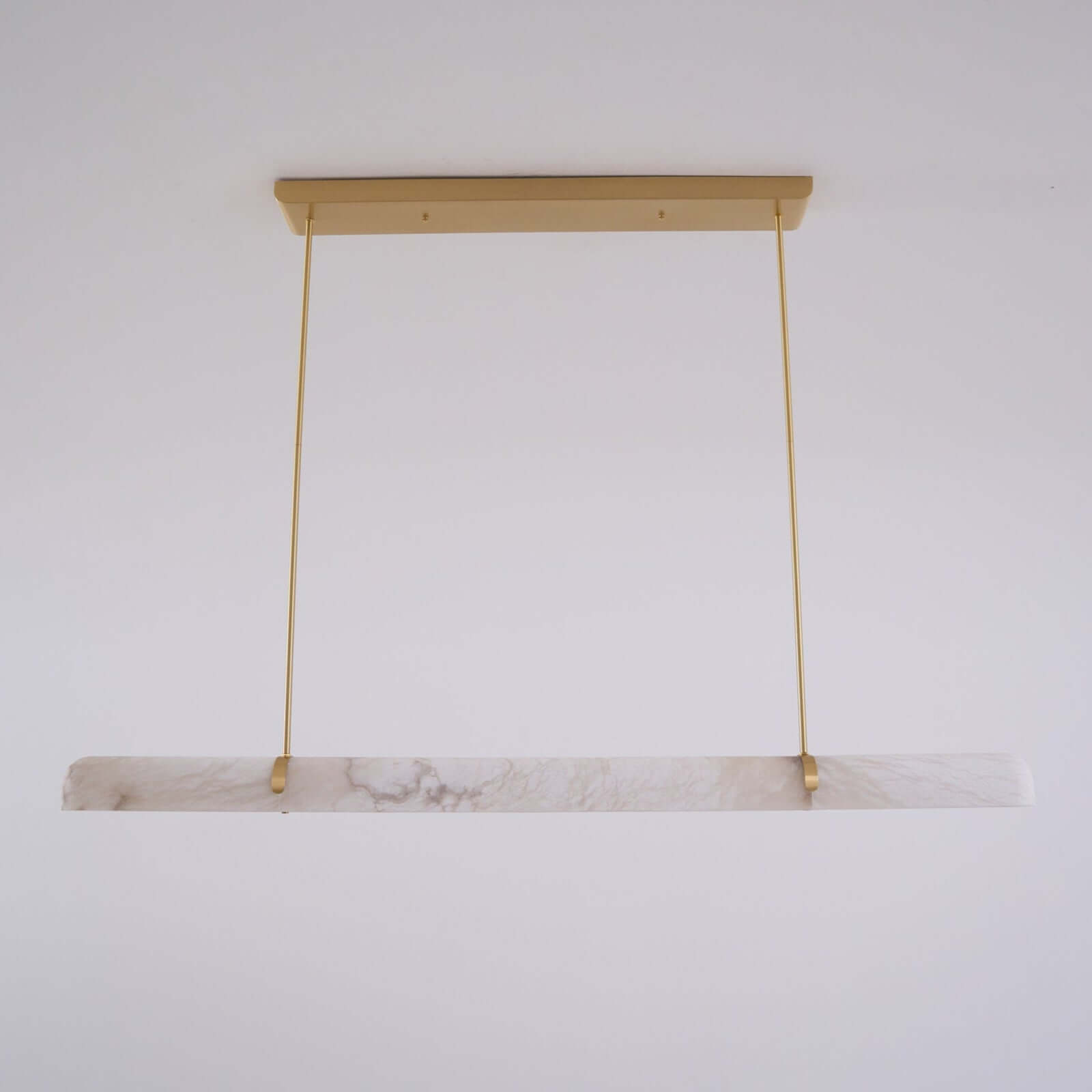 Qemir chandelier featuring alabaster design, ideal light fixture for modern dining rooms, linear style 35.4" long.