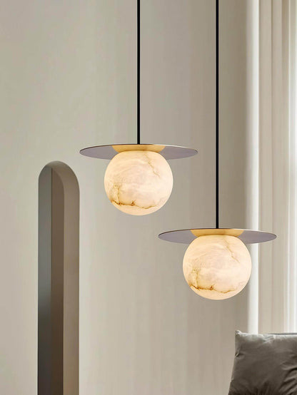 Elegant Orbix pendant lights in alabaster, perfect for modern bathrooms and scandi interiors.