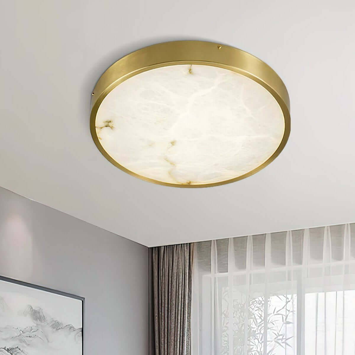Camiro Ceiling Light – Alabaster Flush MountBedroom ceiling lamp