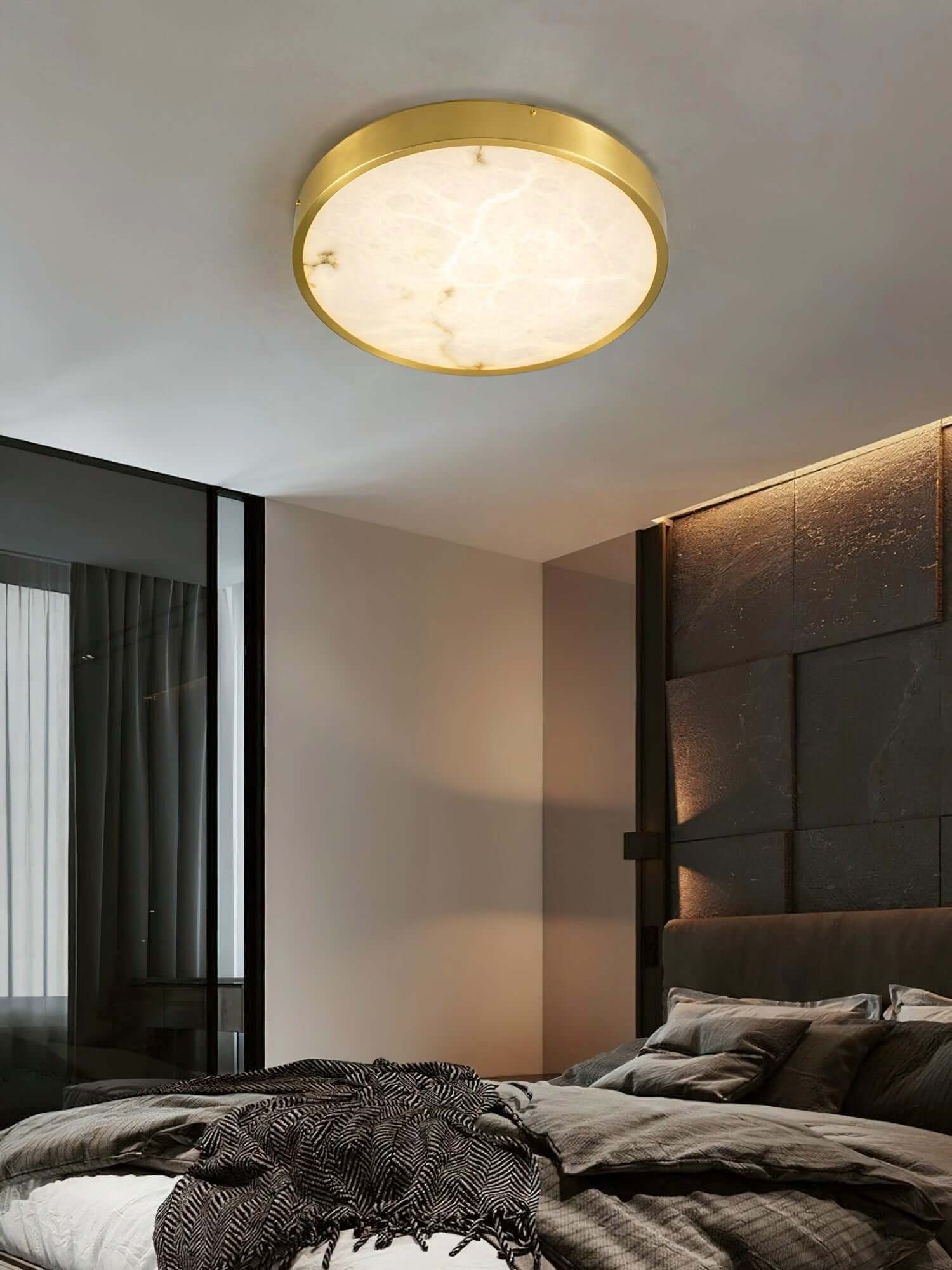 Camiro Ceiling Light – Alabaster Flush MountBedroom ceiling lamp