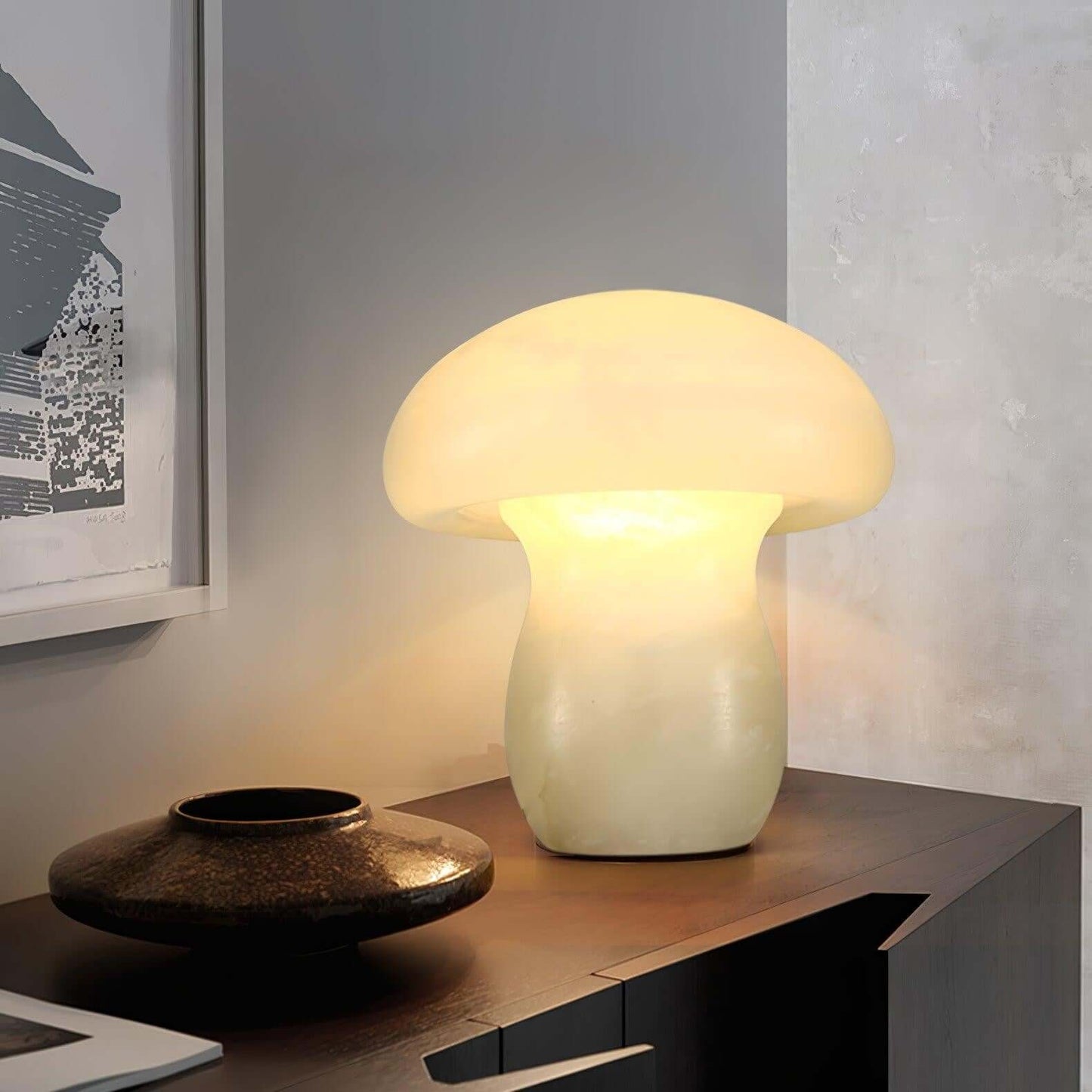 Dorqi Mushroom Table Lamp – Cute Alabaster Table Light