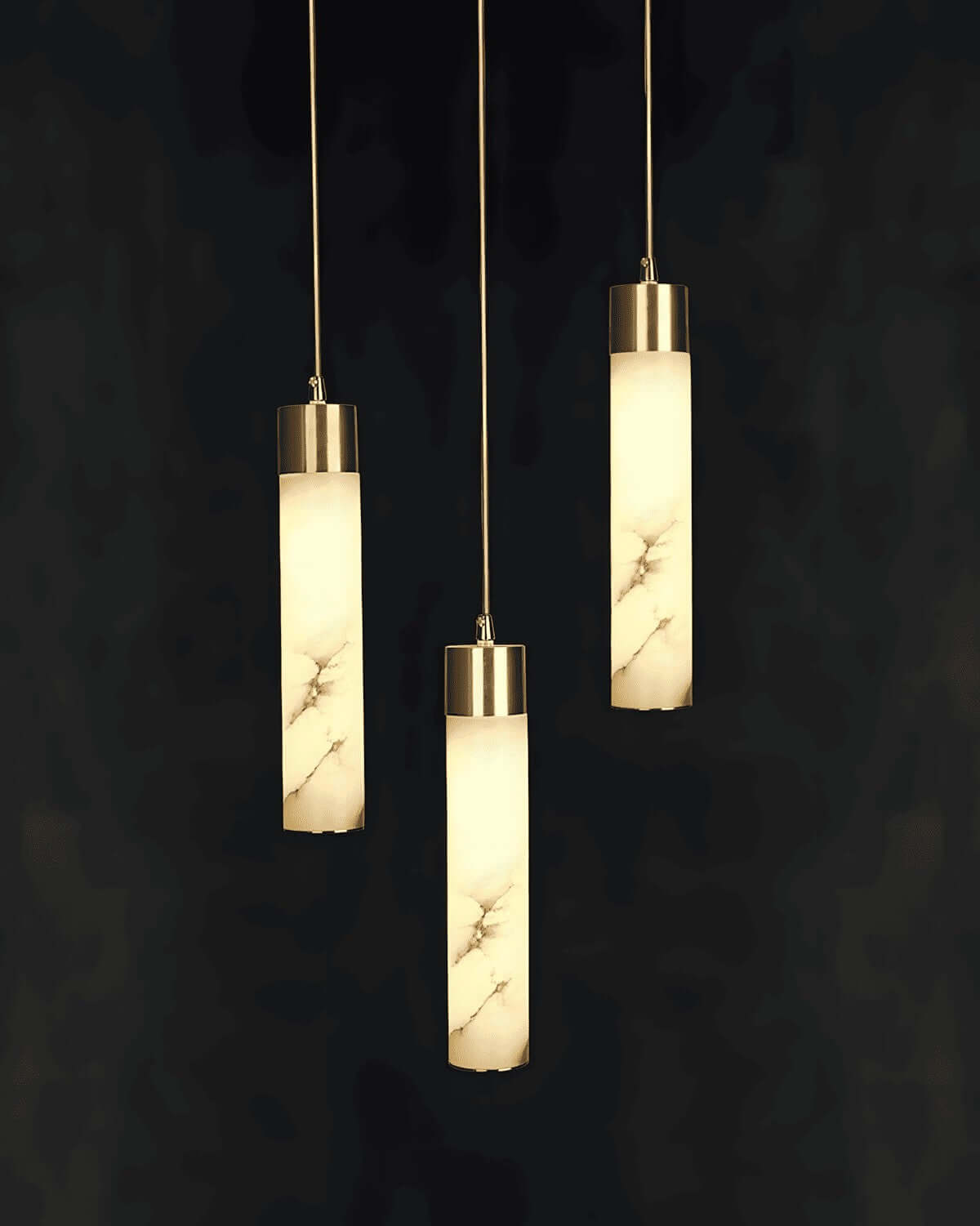 Alabaster Chandelier Over Dining Table - Scandinavian Dining Fixtures
